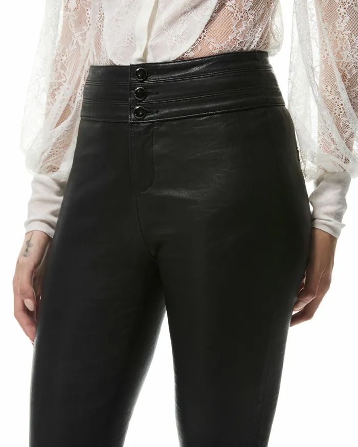 20th Anniversary Capsule High Rise Lou Lou Flare Pant 8211 Black Leather Women Pants PAIGE