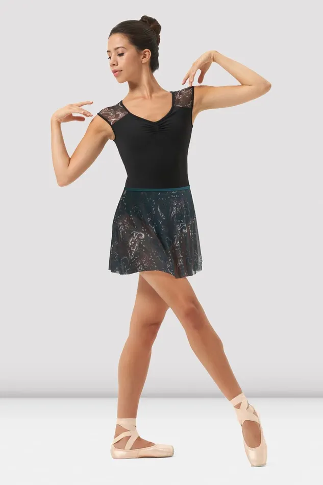 Adult Bloch Ladies Mirella Boheme Printed Mesh Skirt Pine Skirts and Tutus