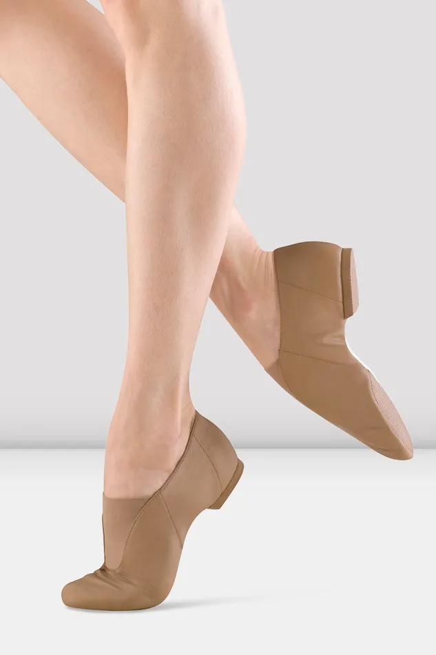 Adult Bloch Ladies Super Jazz Slip On Jazz Shoes Tan Leather Jazz