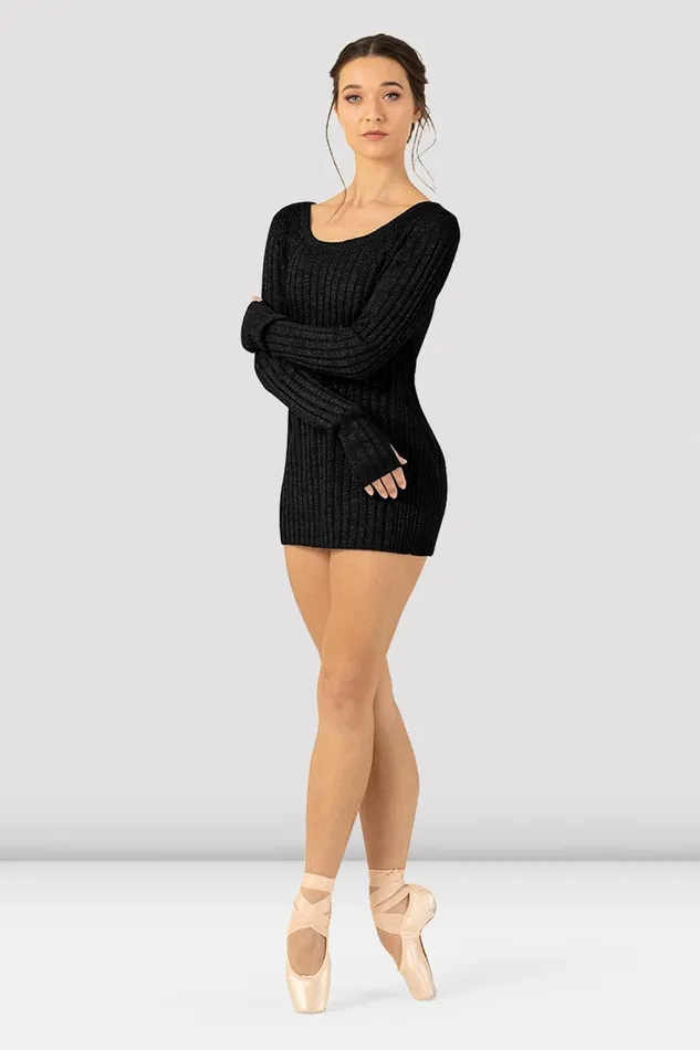 Adult Ladies Amore Twist Back Sweater Black Tops Bloch