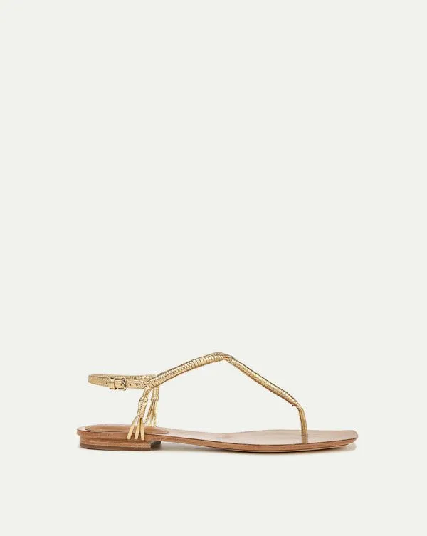 Amelia TStrap Metallic Sandal Gold Women Veronica Beard Shoes