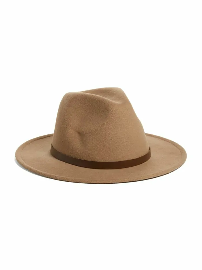 Amera Fedora Hat Beige Overflow Women Hats and Scarves GUESS