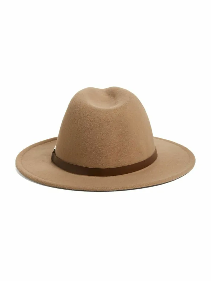 Amera Fedora Hat Beige Overflow Women Hats and Scarves GUESS