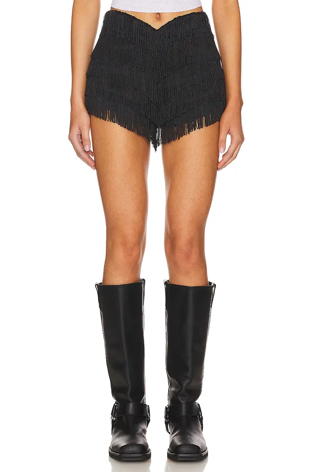 Andi Fringe Skort Black Women Lovers and Friends Shorts