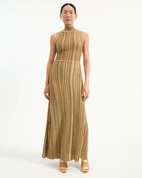 Anna Knit Dress Goldandbronze Women Veronica Beard Dresses