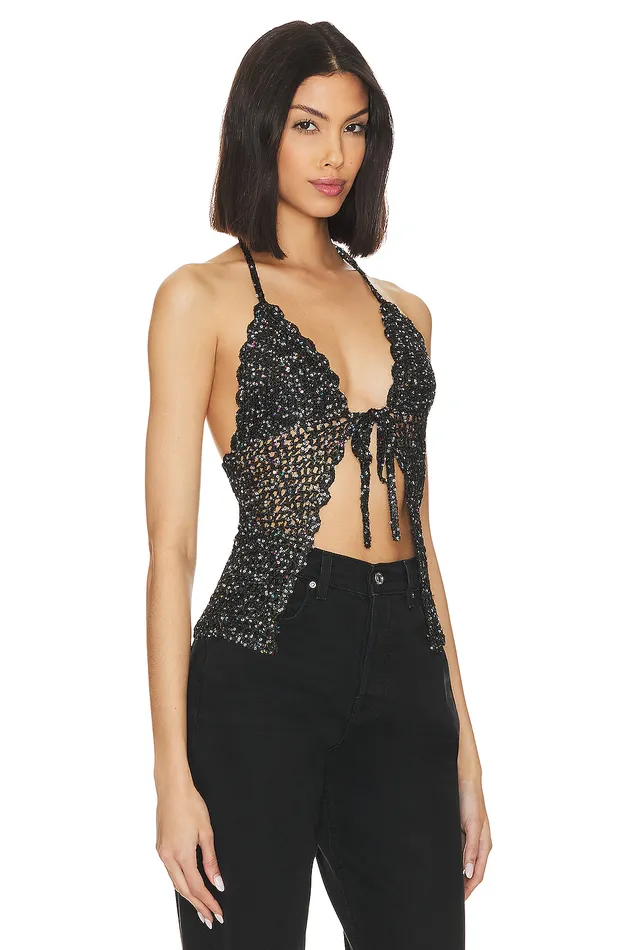 Arian Halter Tie Top Black Women Lovers and Friends Tops Arian Halter Tie Top Black Women Lovers and Friends Tops