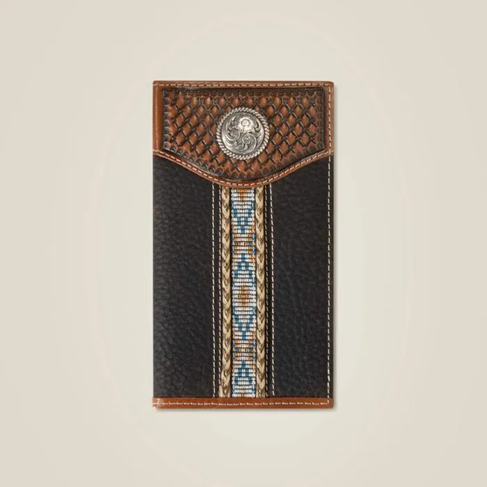 Bags and Wallets Men Ariat Braided Trim Rodeo Wallet Brown