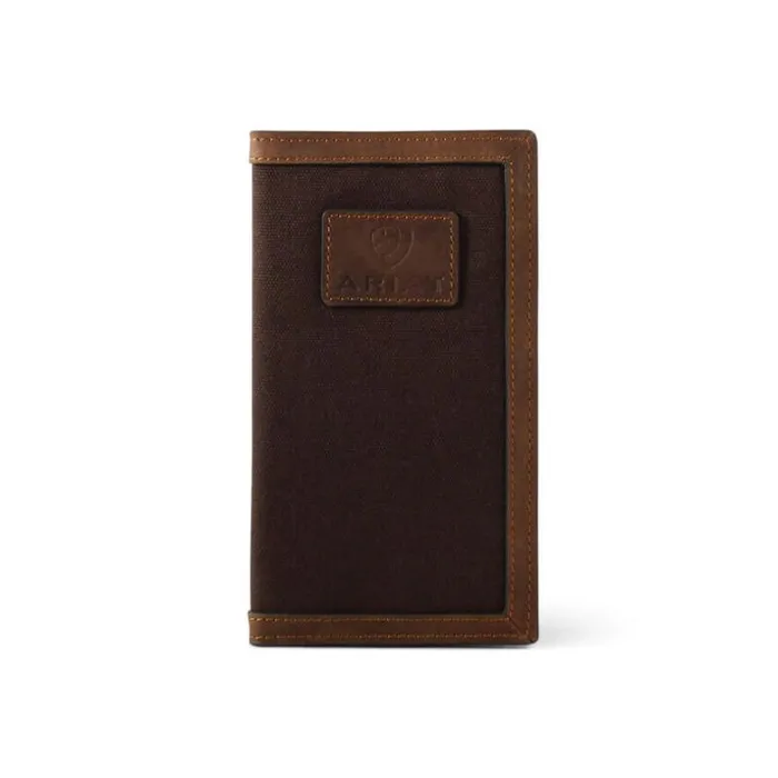 Bags and Wallets Men Ariat Canvas Logo Rodeo Wallet Brown