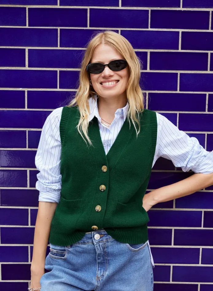 Baukjen AnitaRecycled Pure Wool Vest Forest Green Clothing