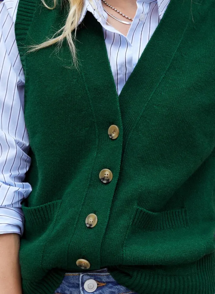 Baukjen AnitaRecycled Pure Wool Vest Forest Green Clothing