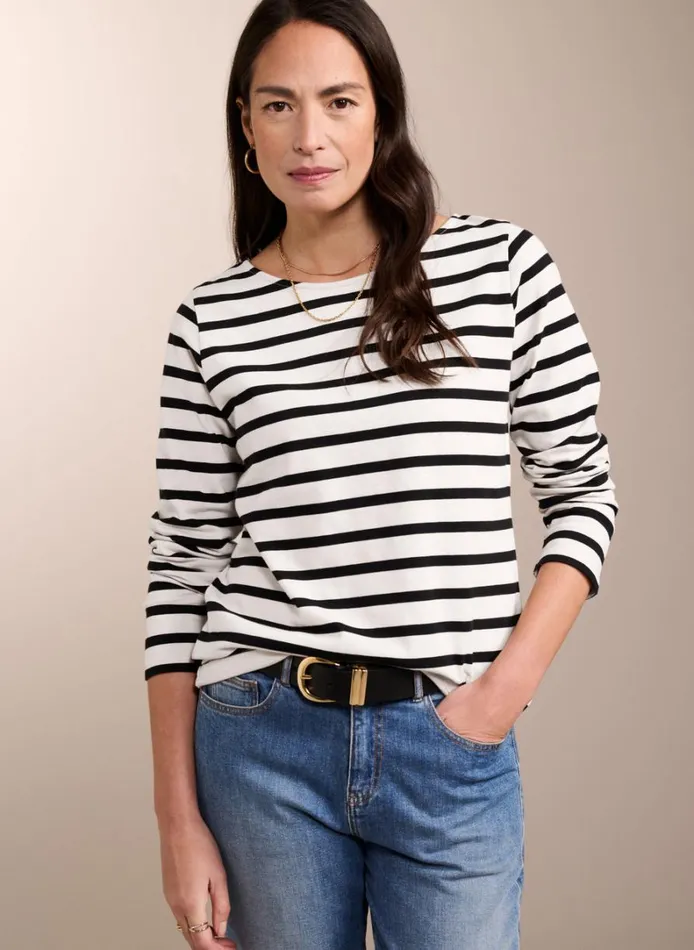 Baukjen Ashley Organic Cotton Top Antique White and Caviar Black Clothing