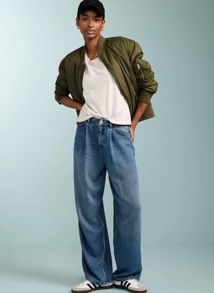 Baukjen Baukjen Wide Leg Slouch Jeans With Tencel Mid Wash Indigo Clothing