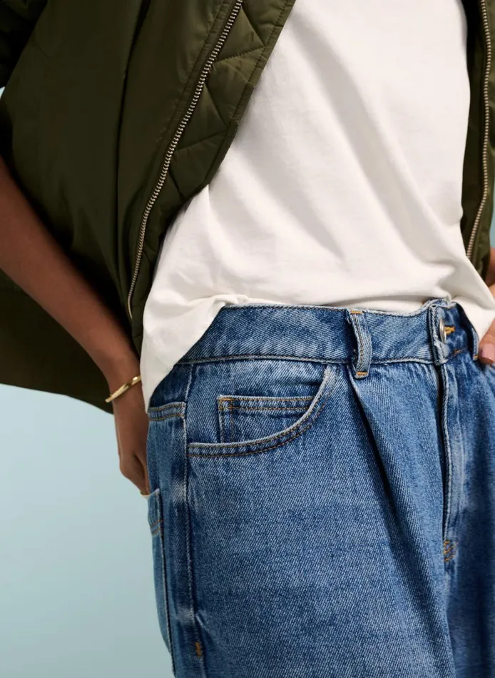 Baukjen Baukjen Wide Leg Slouch Jeans With Tencel Mid Wash Indigo Clothing