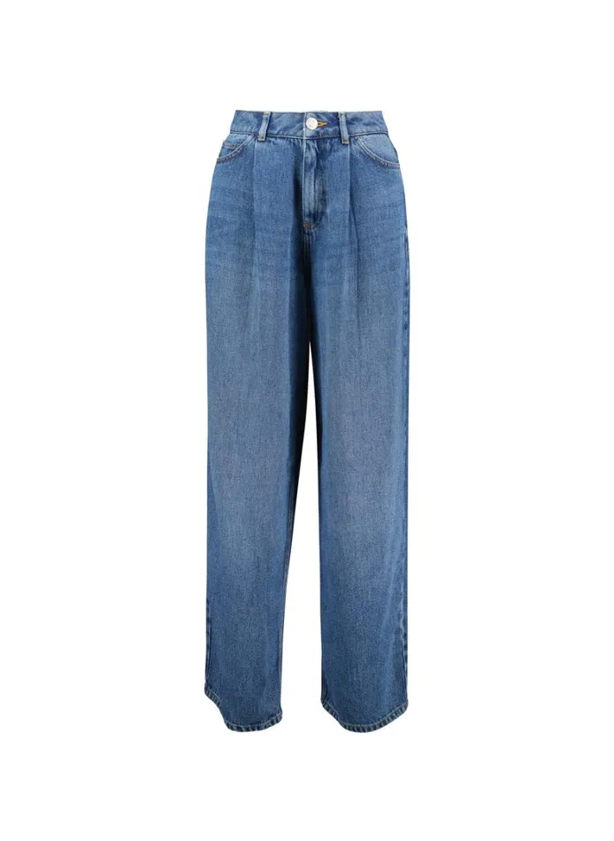 Baukjen Baukjen Wide Leg Slouch Jeans With Tencel Mid Wash Indigo Clothing