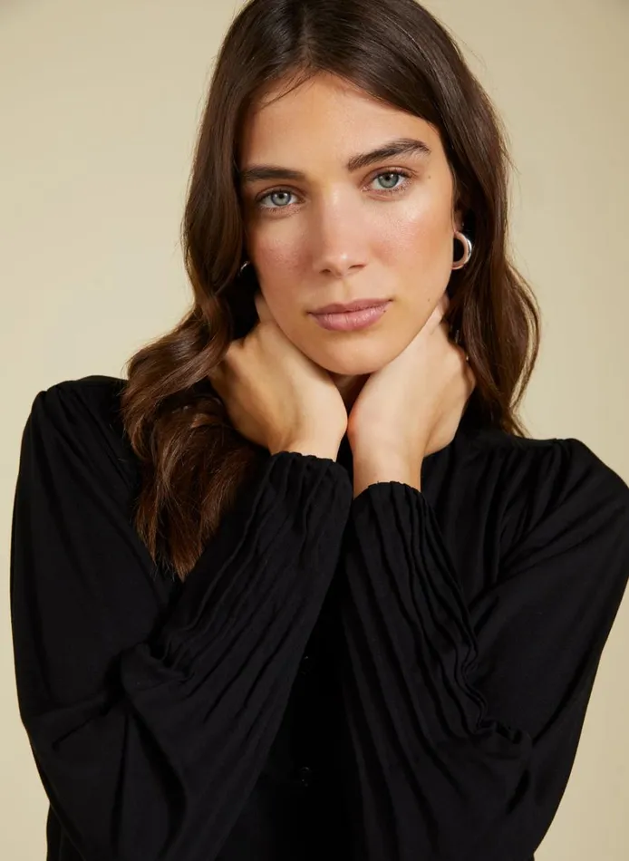 Baukjen Caroline Button Detail Blouse Caviar Black Clothing