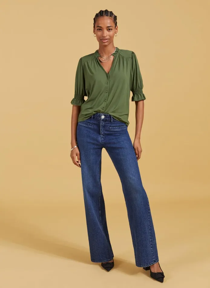 Baukjen Noa Short Sleeve Blouse Light Khaki Clothing