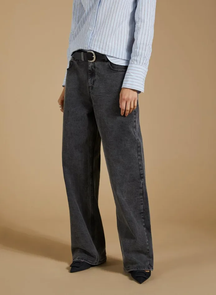 Baukjen OrganicStretch Cotton Wide Leg Slouch Jeans Grey Wash Clothing