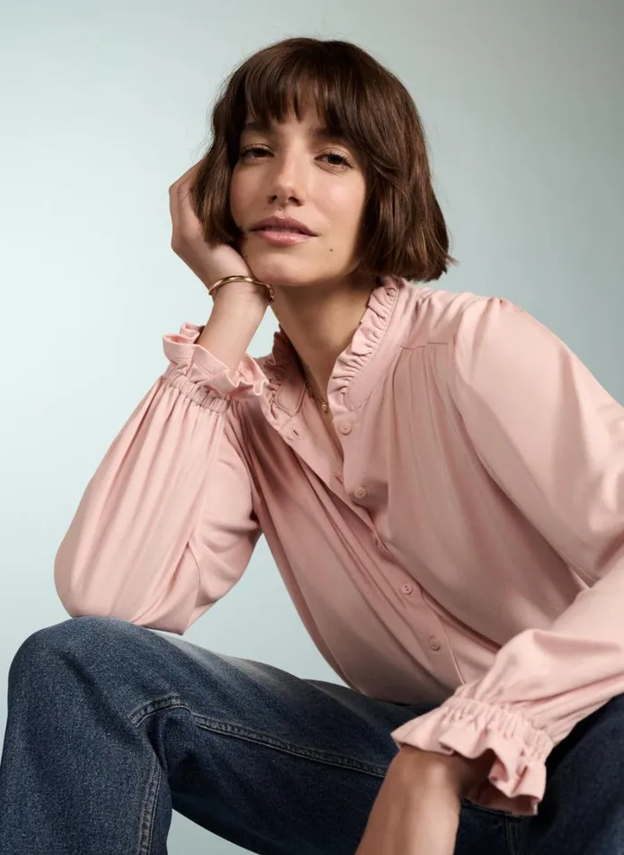 Baukjen SimaFrill Detail Blouse Powder Pink Clothing