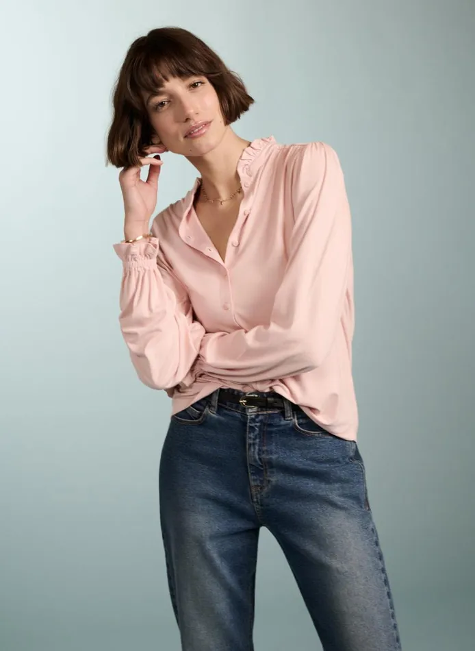 Baukjen SimaFrill Detail Blouse Powder Pink Clothing