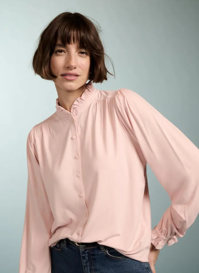 Baukjen SimaFrill Detail Blouse Powder Pink Clothing