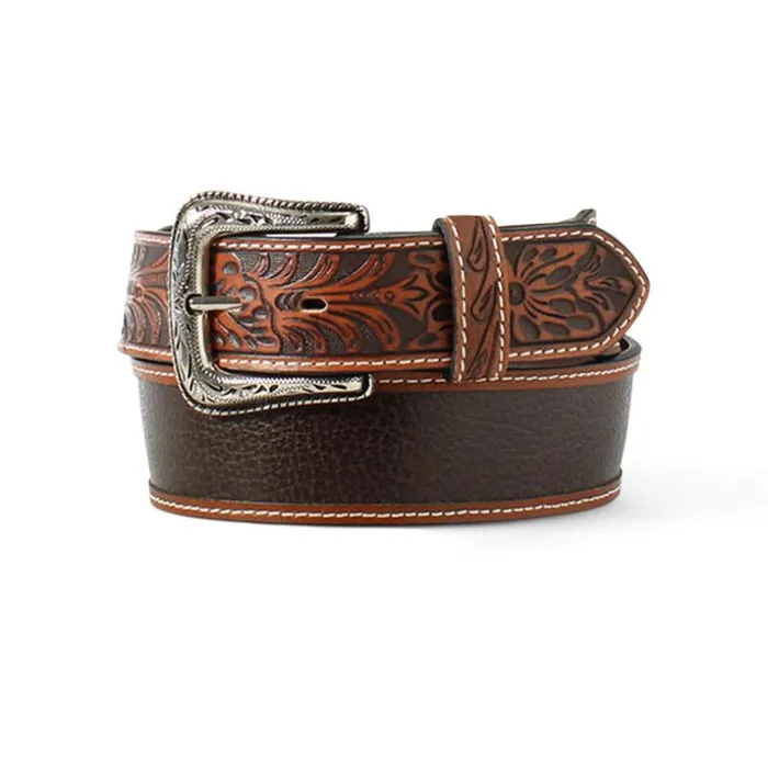 Belts Men Ariat Floral Stamped Tip Belt Brown