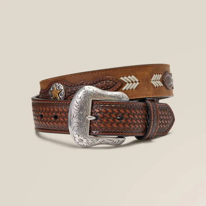 Belts Men Ariat Gold Star Medallion Belt Tan