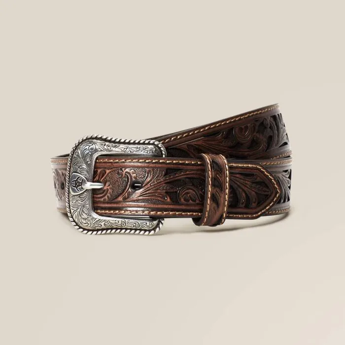 Belts Men Ariat Leather 15034 Stamped Buckle Belt Brown