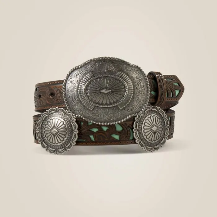 Belts Women Ariat Round Concho Filigree Belt Turquoise