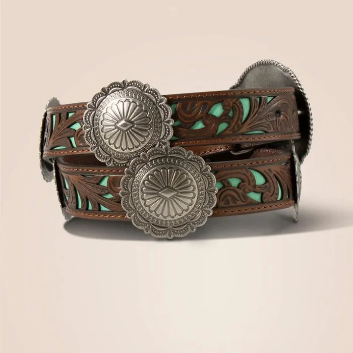 Belts Women Ariat Round Concho Filigree Belt Turquoise Belts Women Ariat Round Concho Filigree Belt Turquoise