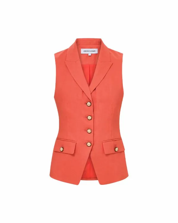 Benny Vest Persimmon Women Veronica Beard Jackets and Outerwear