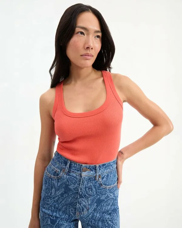 Birke Scoopneck Tank Top Persimmon Women Veronica Beard Tops