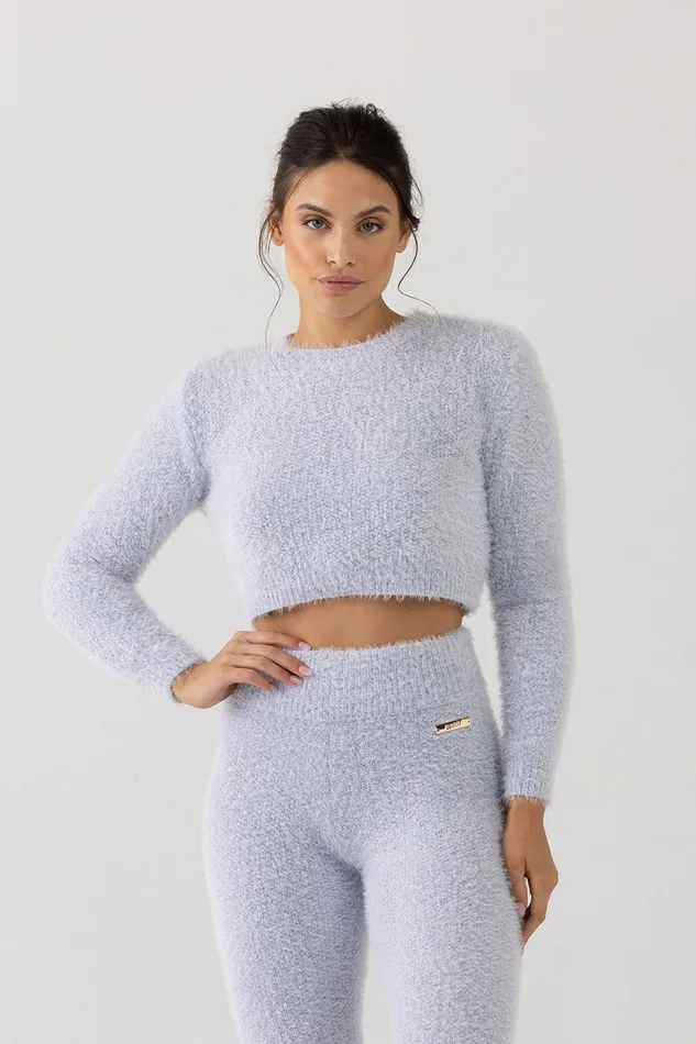 Bloch Popcorn Stitch Crop Top Sky Blue Adult Tops Bloch