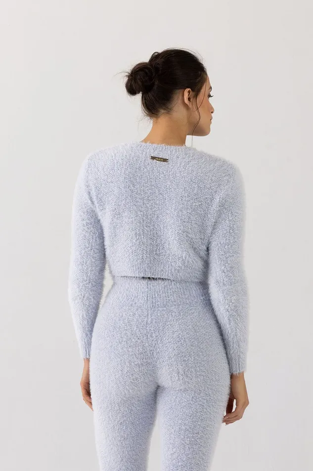 Bloch Popcorn Stitch Crop Top Sky Blue Adult Tops Bloch