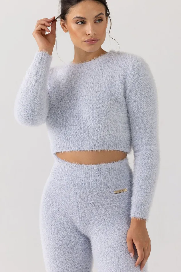Bloch Popcorn Stitch Crop Top Sky Blue Adult Tops Bloch