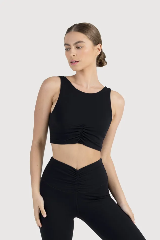 Bloch Technique Scrunch Hem Crop Graphite Tops Bloch Adult