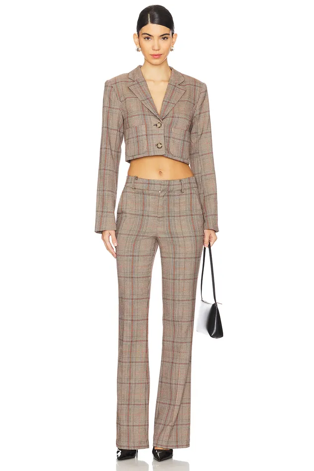 Bonnie Pant Brown Plaid Multi Women Lovers and Friends Pants Bonnie Pant Brown Plaid Multi Women Lovers and Friends Pants