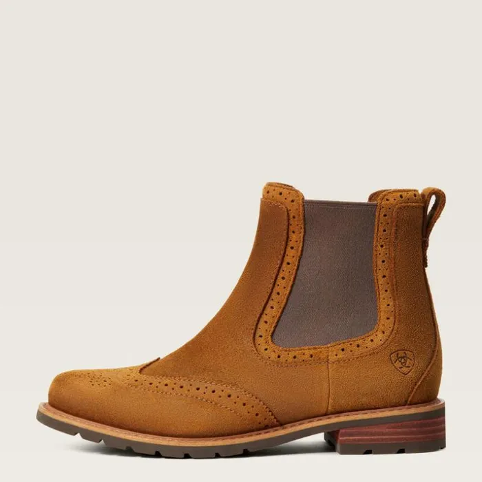 Booties Women Ariat Wexford Brogue Waterproof Chelsea Boot Weathered Honey Booties Women Ariat Wexford Brogue Waterproof Chelsea Boot Weathered Honey