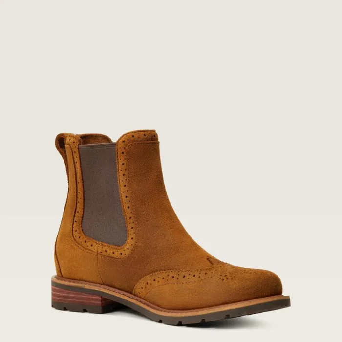Booties Women Ariat Wexford Brogue Waterproof Chelsea Boot Weathered Honey Booties Women Ariat Wexford Brogue Waterproof Chelsea Boot Weathered Honey