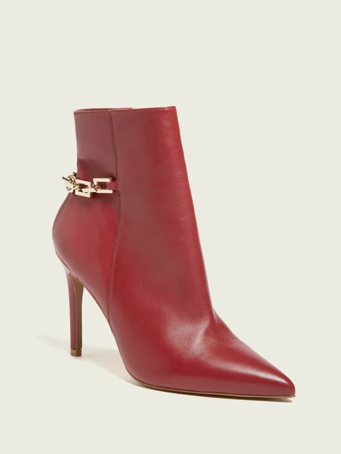 Boots and Booties Bale Leather Bootie Medium Red GUESS Women