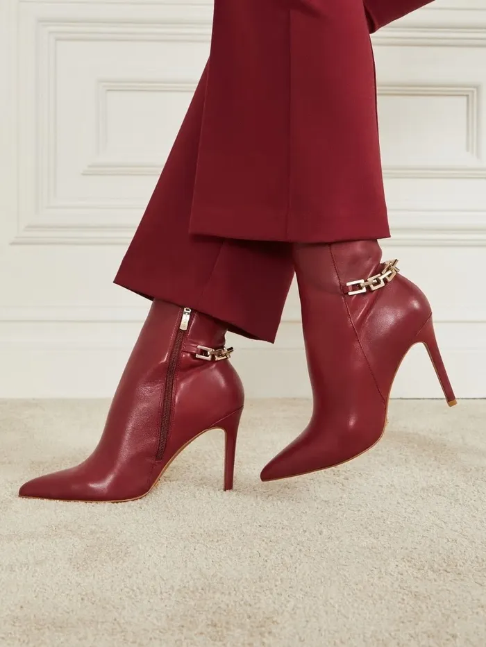 Boots and Booties Bale Leather Bootie Medium Red GUESS Women