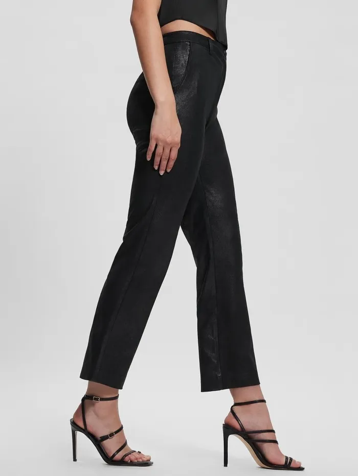 Bottoms Eco Zoe FauxSuede Straight Pants Black Vintage Suede GUESS Women Bottoms Eco Zoe FauxSuede Straight Pants Black Vintage Suede GUESS Women