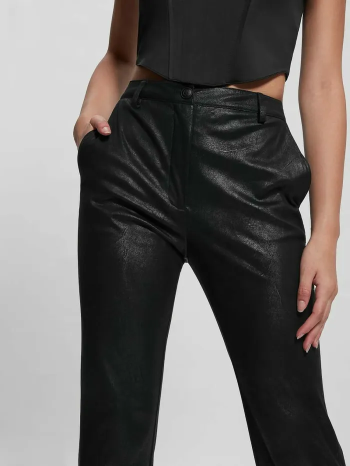 Bottoms Eco Zoe FauxSuede Straight Pants Black Vintage Suede GUESS Women Bottoms Eco Zoe FauxSuede Straight Pants Black Vintage Suede GUESS Women