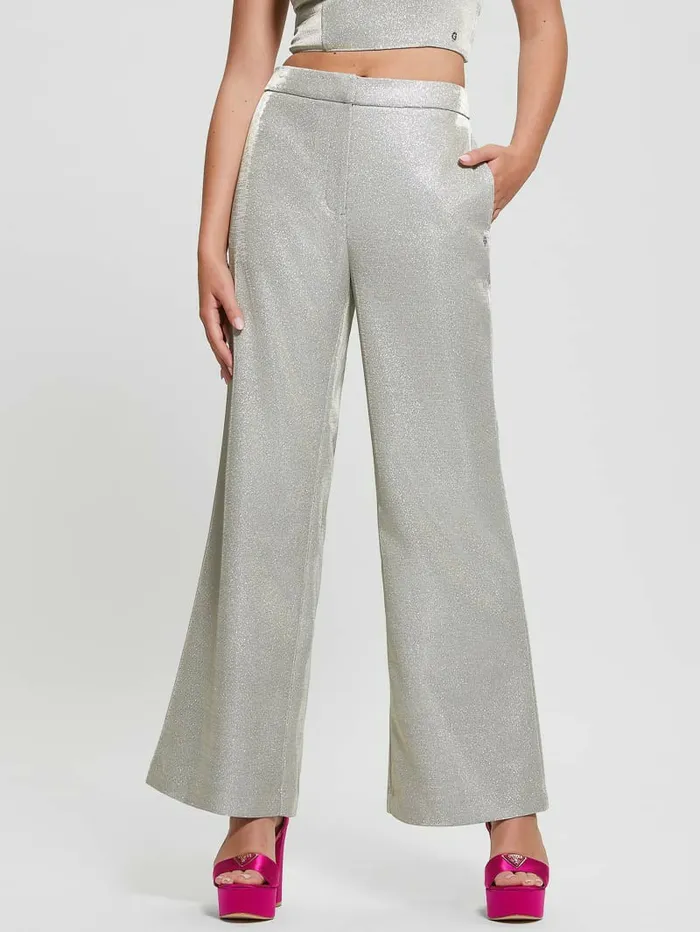 Bottoms GUESS Women Brisilda Shimmering Pants Champagne Bottoms GUESS Women Brisilda Shimmering Pants Champagne
