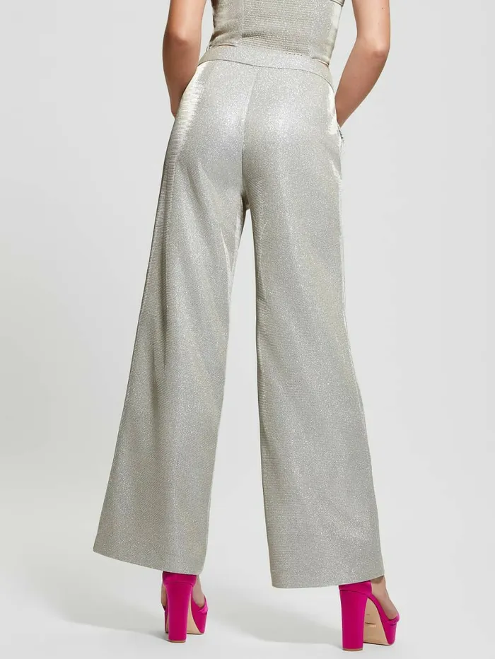 Bottoms GUESS Women Brisilda Shimmering Pants Champagne Bottoms GUESS Women Brisilda Shimmering Pants Champagne