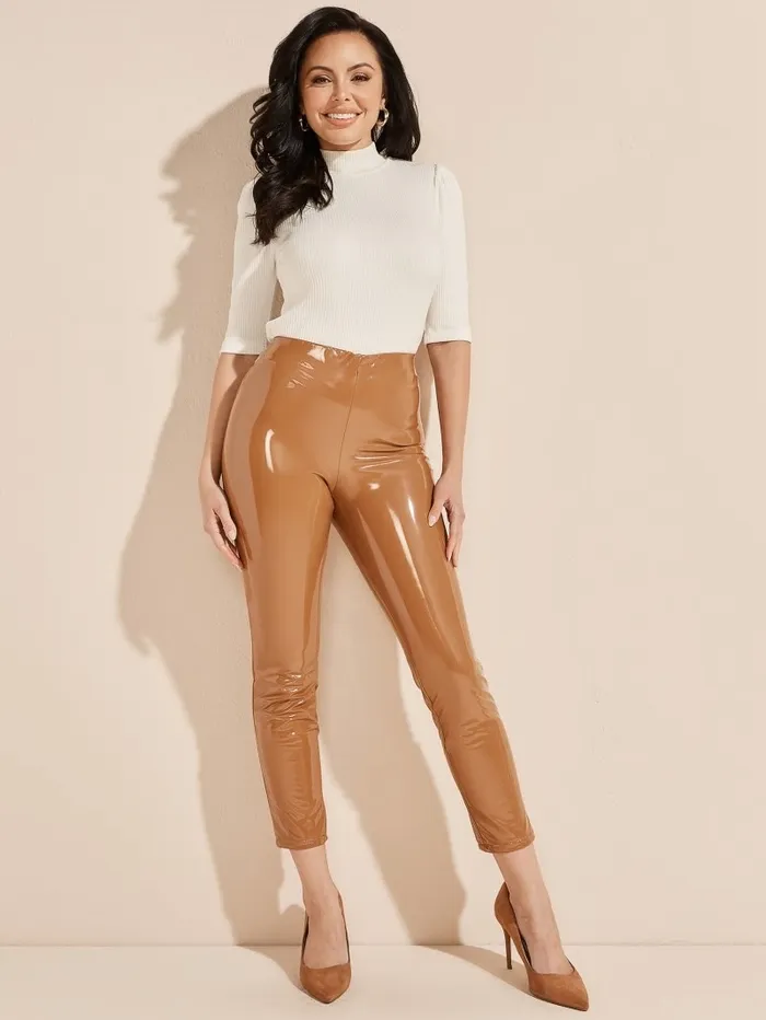 Bottoms GUESS Women Harlow Pant Rust Brown Bottoms GUESS Women Harlow Pant Rust Brown