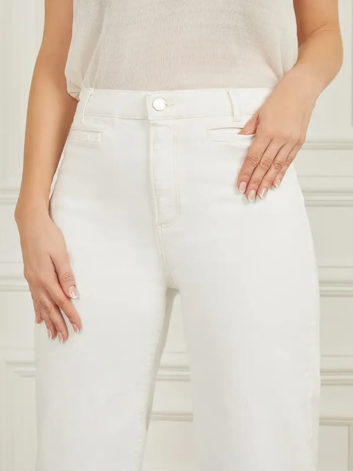 Bottoms GUESS Women Lyric Wide Leg Denim Pant Chalk Wash Bottoms GUESS Women Lyric Wide Leg Denim Pant Chalk Wash