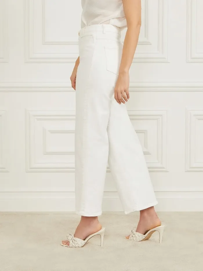 Bottoms GUESS Women Lyric Wide Leg Denim Pant Chalk Wash Bottoms GUESS Women Lyric Wide Leg Denim Pant Chalk Wash
