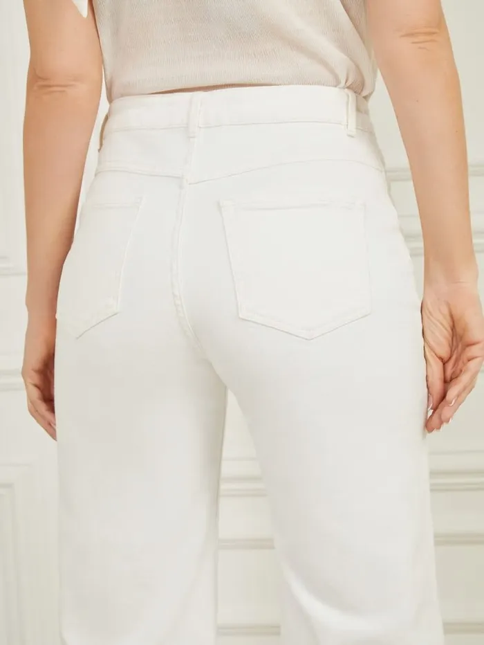 Bottoms GUESS Women Lyric Wide Leg Denim Pant Chalk Wash Bottoms GUESS Women Lyric Wide Leg Denim Pant Chalk Wash