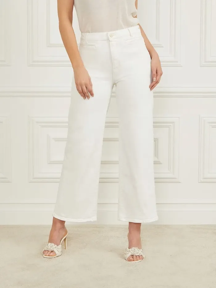Bottoms GUESS Women Lyric Wide Leg Denim Pant Chalk Wash Bottoms GUESS Women Lyric Wide Leg Denim Pant Chalk Wash