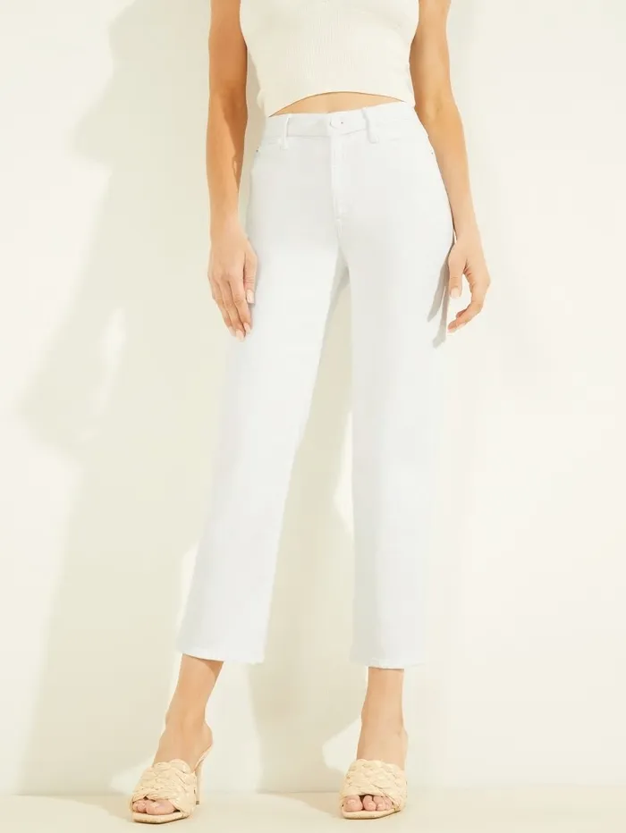 Bottoms Women 1981 HighRise Straight Jeans Pure White GUESS